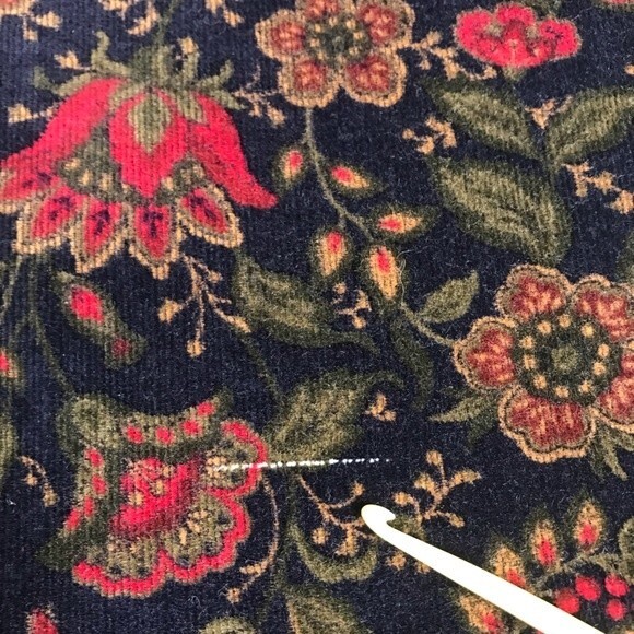 Vintage Talbots Navy Floral Pinwale Corduroy Pants Wide Leg No Pockets Women 14W - Picture 11 of 15